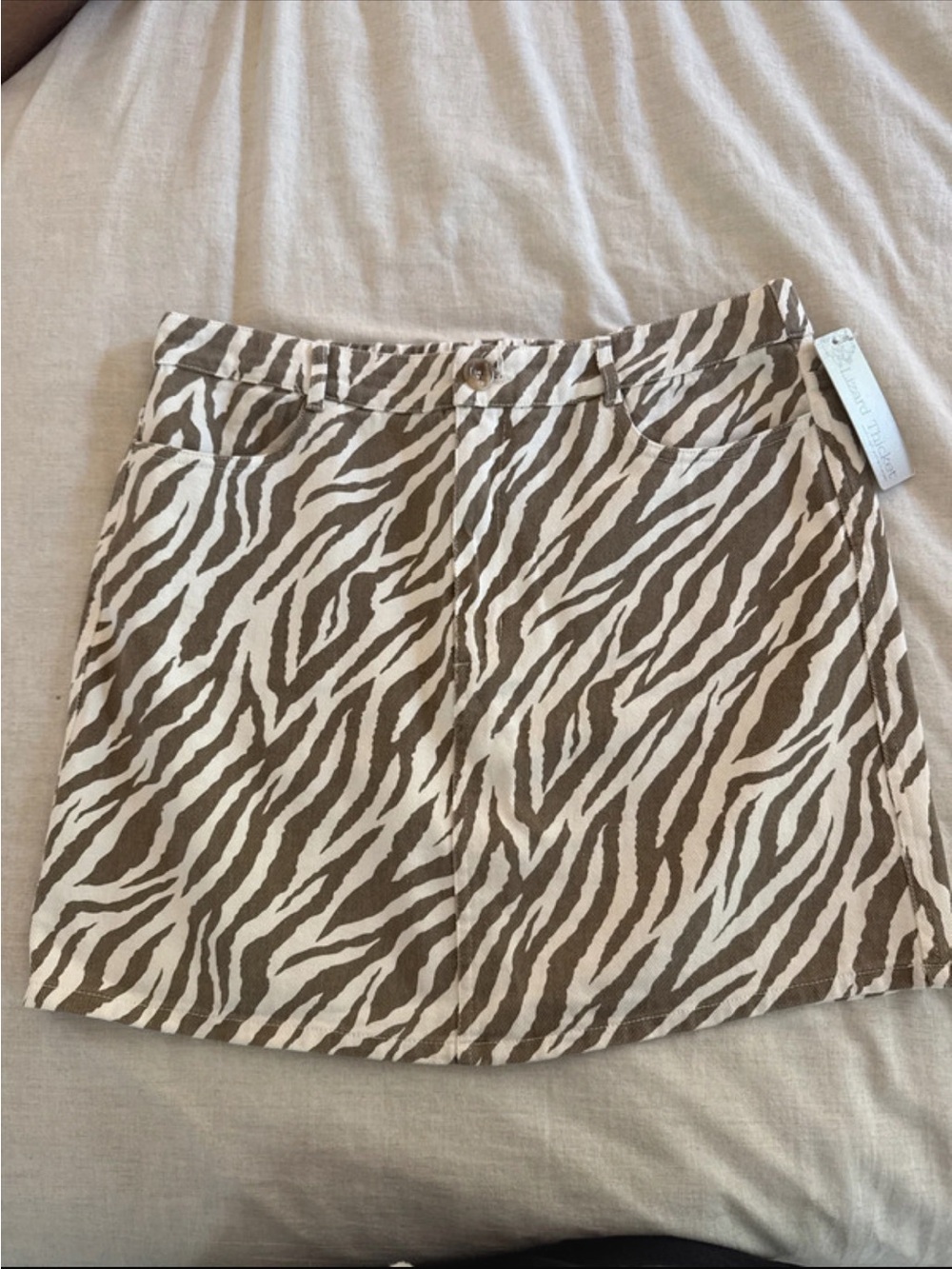 Lizard Thicket Brown and White Zebra-Print Mini Skirt